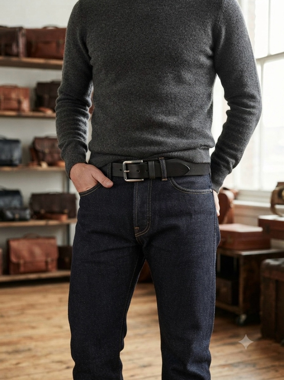 🖤 Classic 1901 Black Leather Belt: 
Rugged & Refined 🛠️